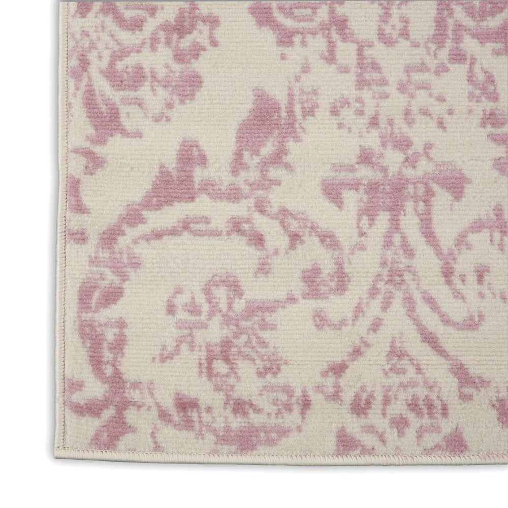 2' X 4' Cream Damask Power Loom Area Rug