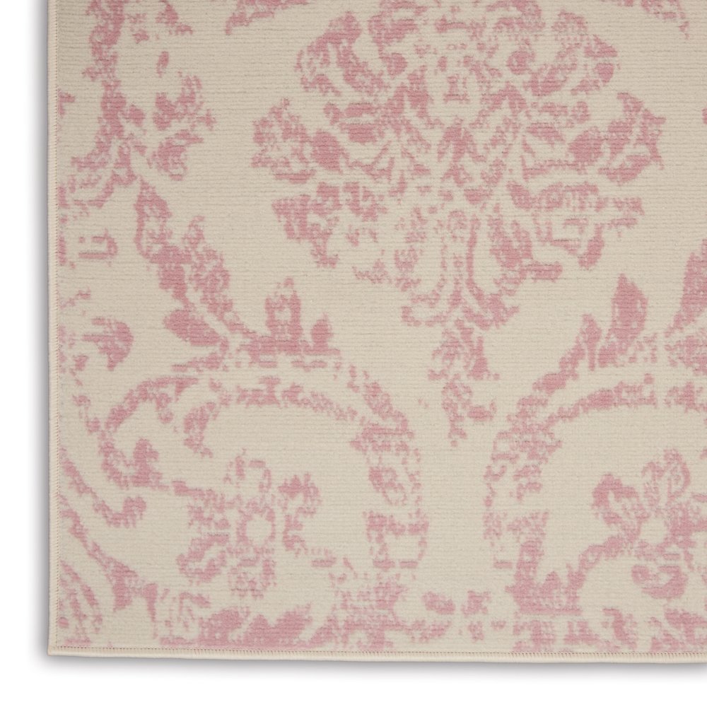 4' X 6' Cream Damask Power Loom Area Rug