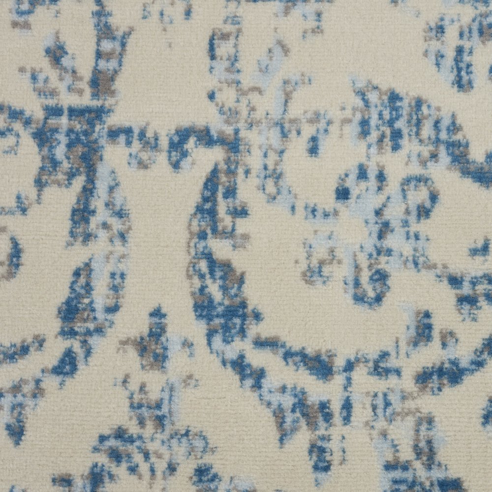 8' X 10' Cream Damask Power Loom Non Skid Area Rug