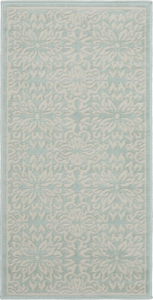 2' X 4' Aqua Floral Power Loom Area Rug