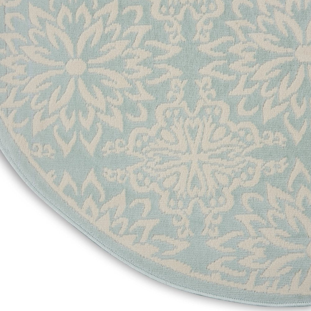 5' Aqua Round Floral Power Loom Area Rug