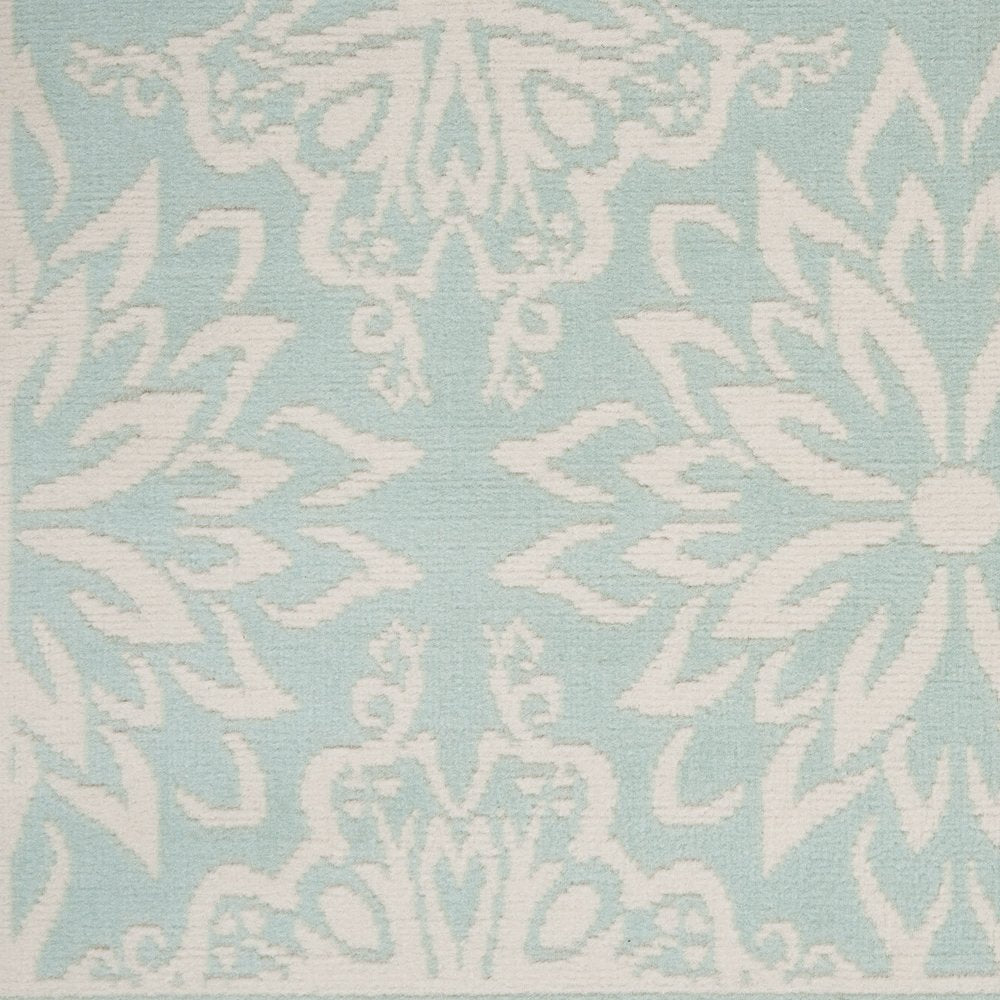 6' X 9' Aqua Floral Power Loom Area Rug