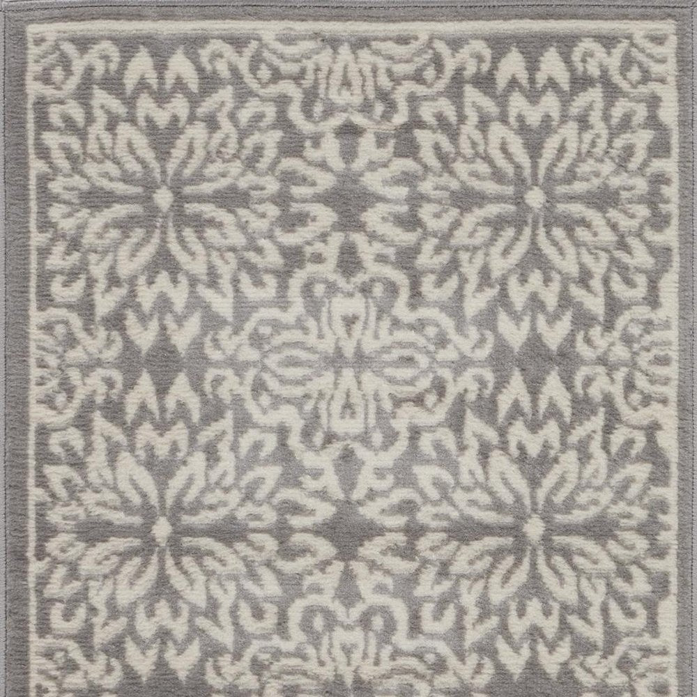 2' X 4' Gray Floral Power Loom Area Rug