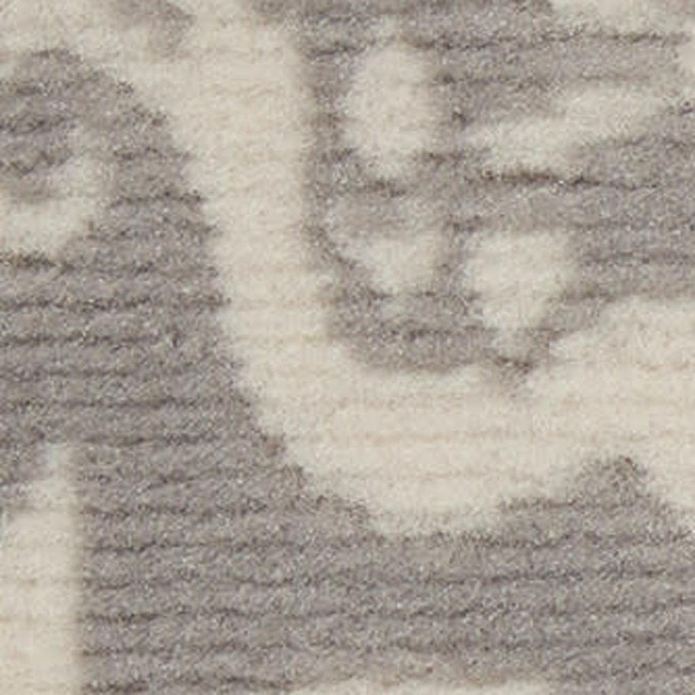 4' X 6' Gray Floral Power Loom Non Skid Area Rug