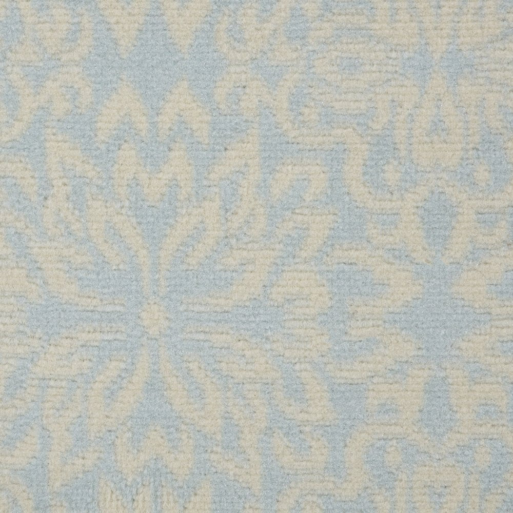 7' Light Blue Floral Power Loom Runner Rug