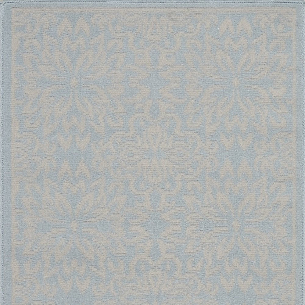 2' X 4' Light Blue Floral Power Loom Area Rug