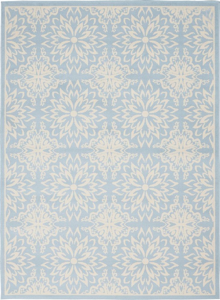 5' X 7' Light Blue Floral Power Loom Area Rug