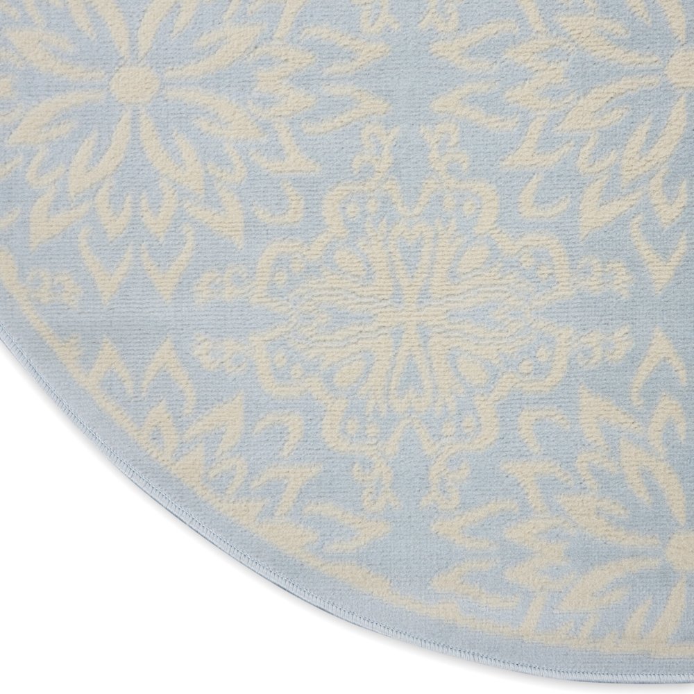 5' Light Blue Round Floral Power Loom Area Rug