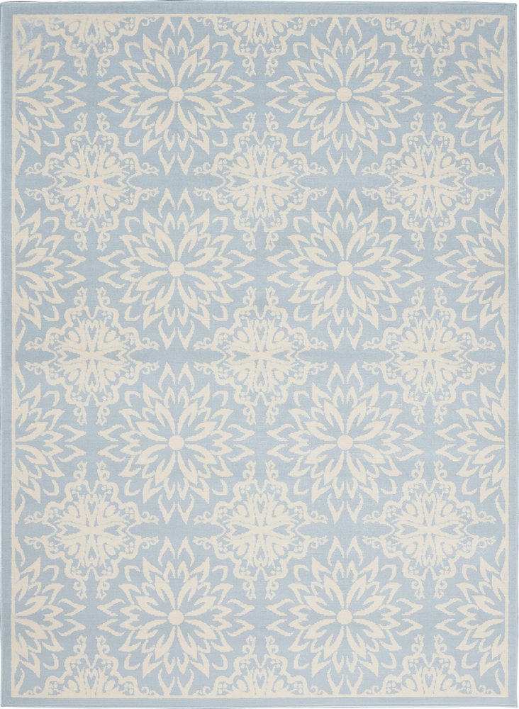4' X 6' Light Blue Floral Power Loom Area Rug