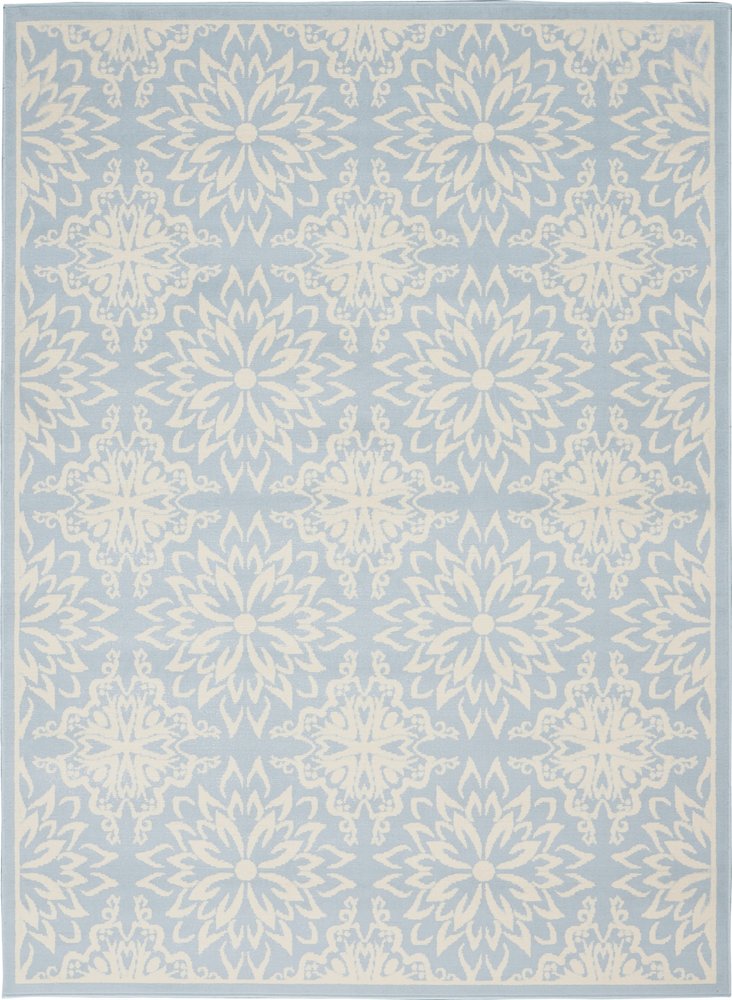 4' X 6' Light Blue Floral Power Loom Area Rug