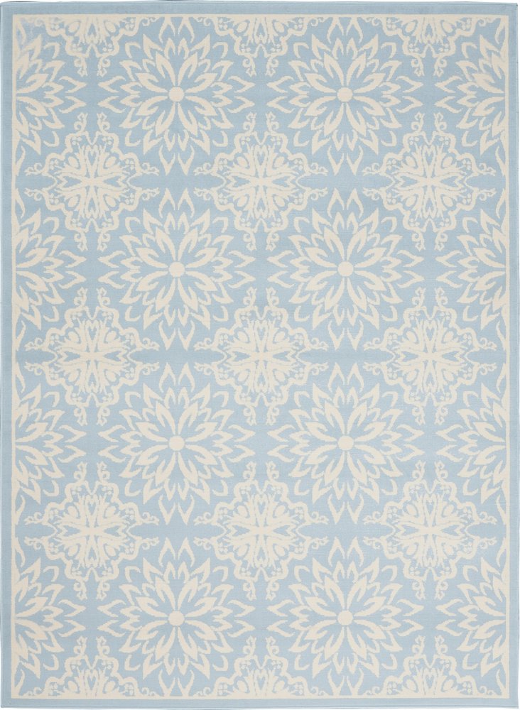 6' X 9' Light Blue Floral Power Loom Area Rug