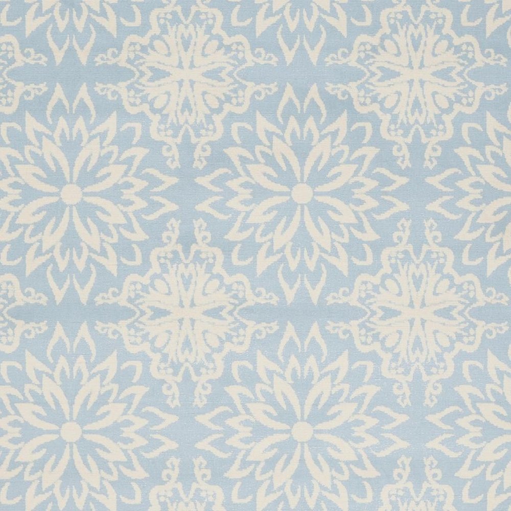 6' X 9' Light Blue Floral Power Loom Area Rug
