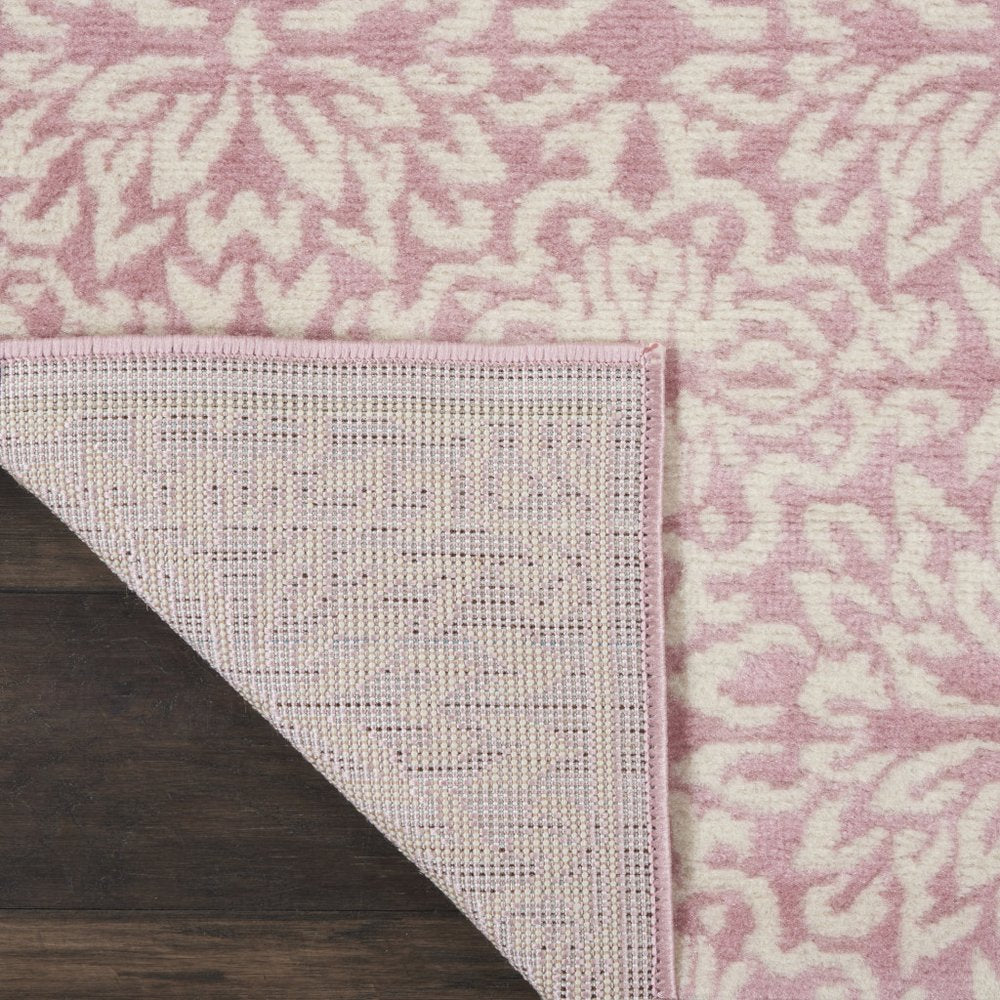 7' Pink Floral Power Loom Runner Rug
