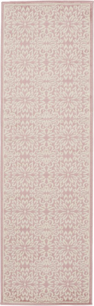 7' Pink Floral Power Loom Runner Rug