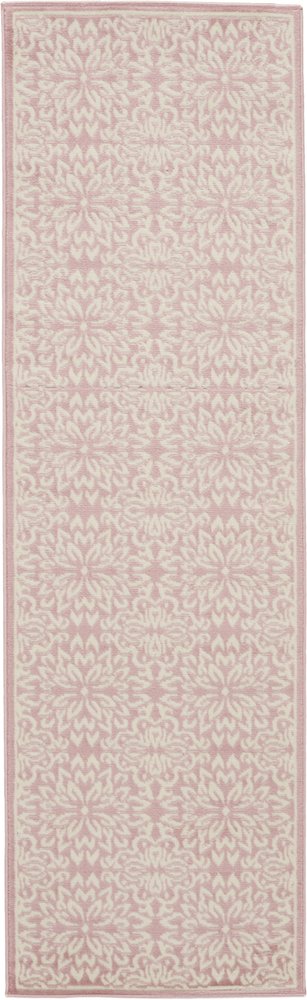 7' Pink Floral Power Loom Runner Rug