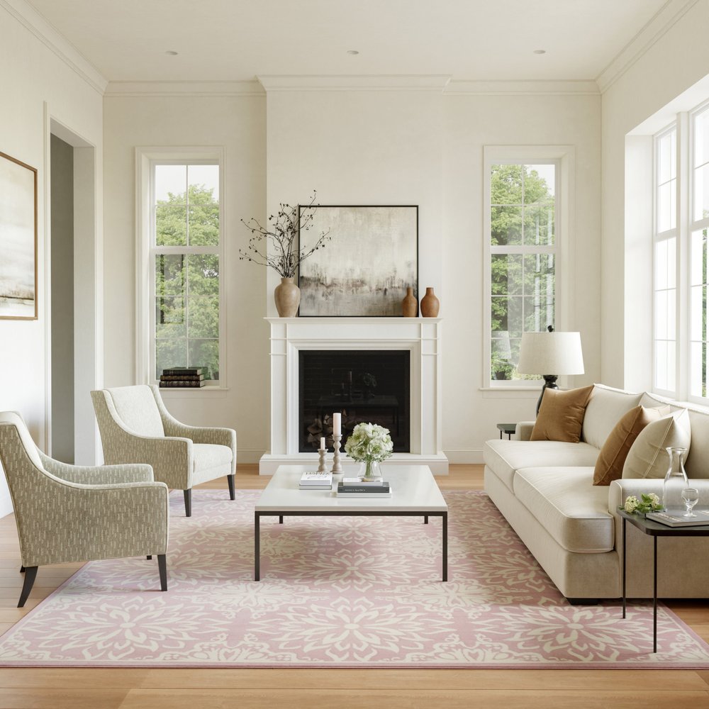 6' X 9' Pink Floral Power Loom Area Rug