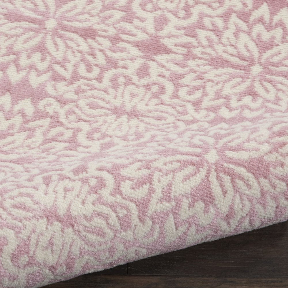 5' X 7' Pink Floral Power Loom Area Rug