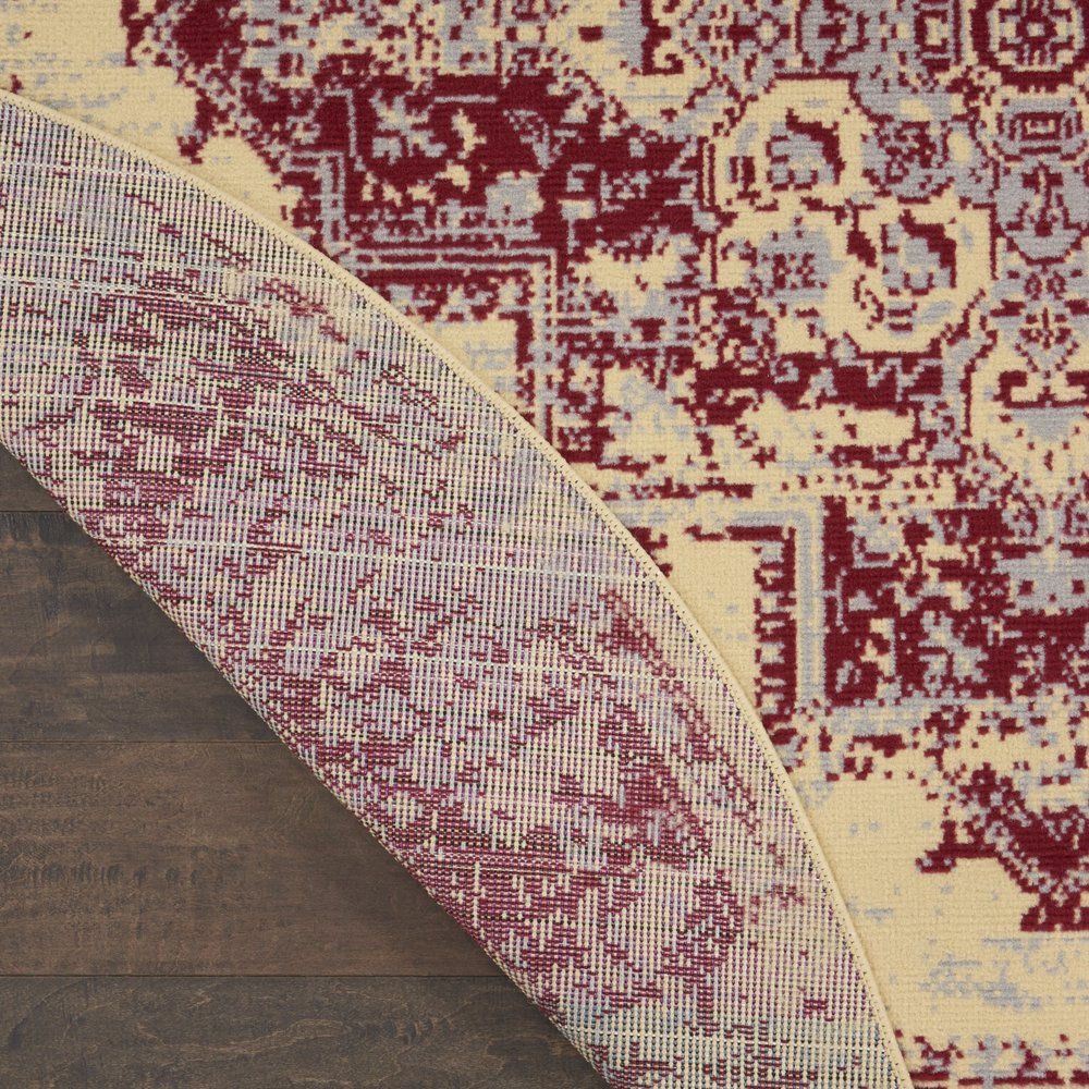 8' Cream Round Damask Power Loom Area Rug