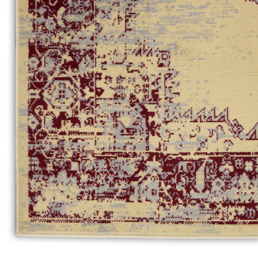 5' X 7' Cream Damask Power Loom Area Rug