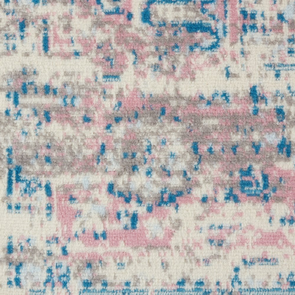 12' Pink And Ivory Medallion Runner Rug