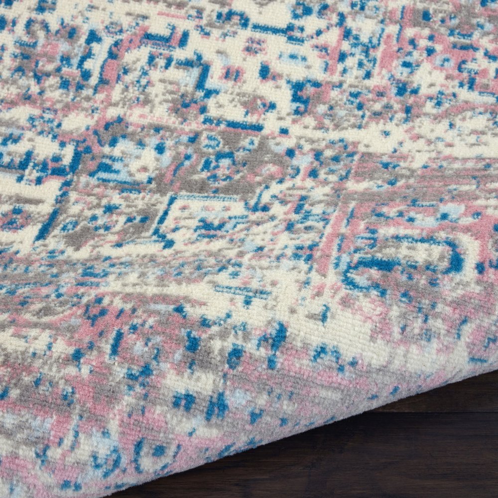 12' Pink And Ivory Medallion Runner Rug