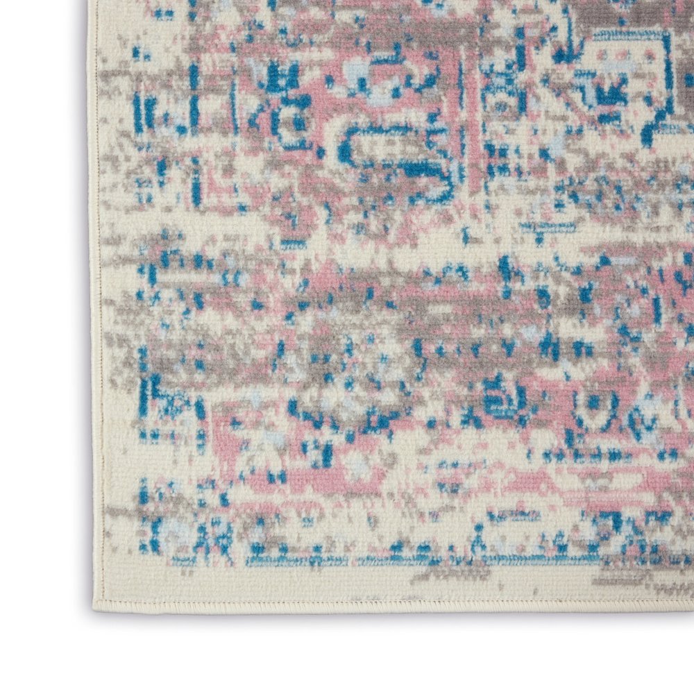 12' Pink And Ivory Medallion Runner Rug