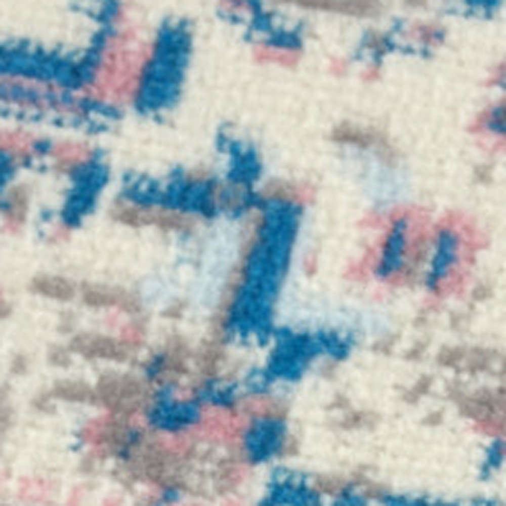 12' Pink And Ivory Medallion Runner Rug