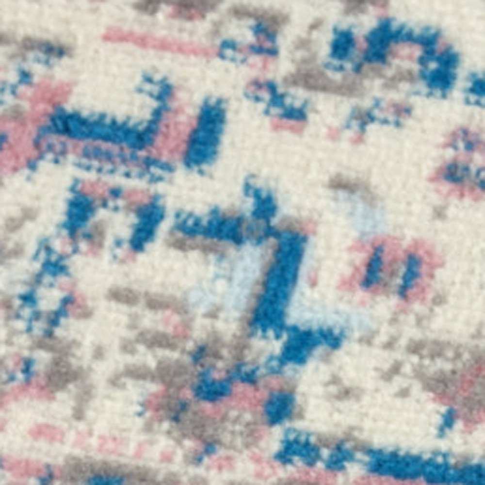 10' Pink And Ivory Medallion Runner Rug