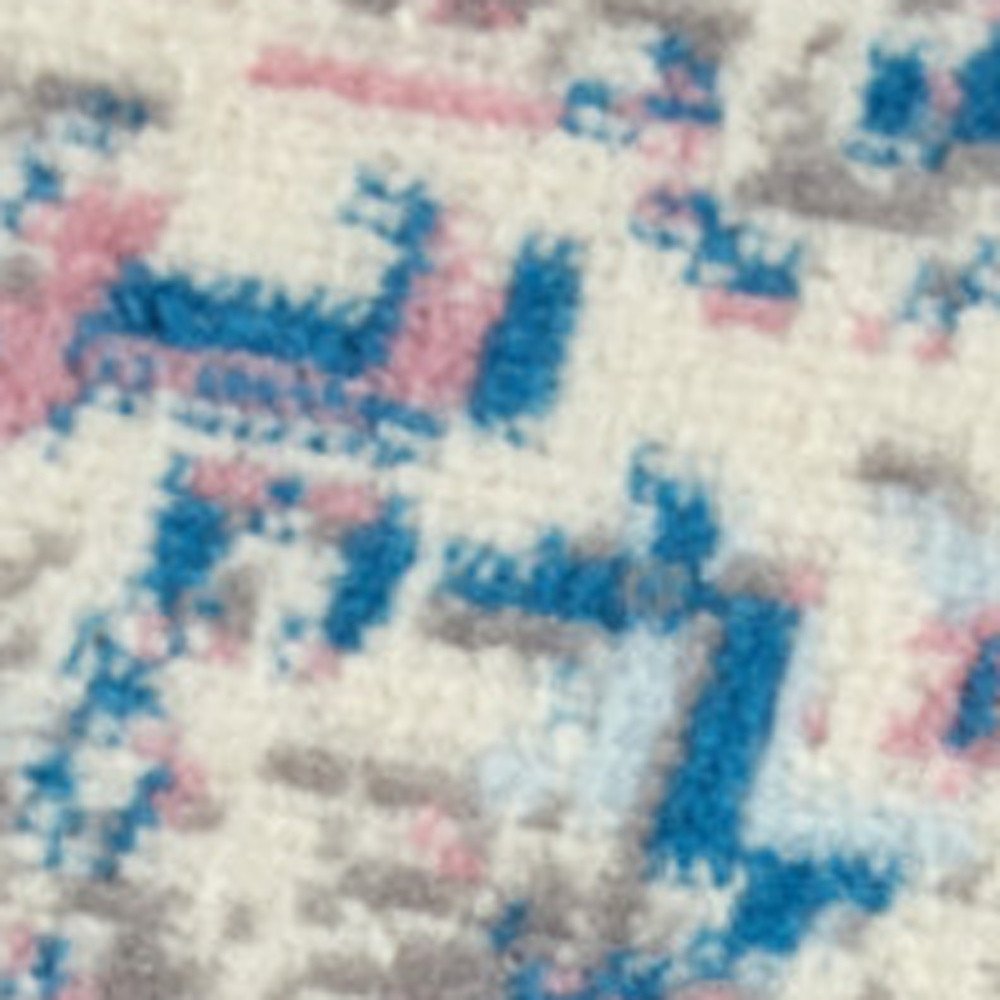 10' Pink And Ivory Medallion Runner Rug