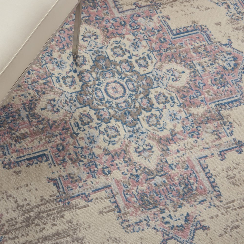 5' X 7' Pink Damask Power Loom Area Rug