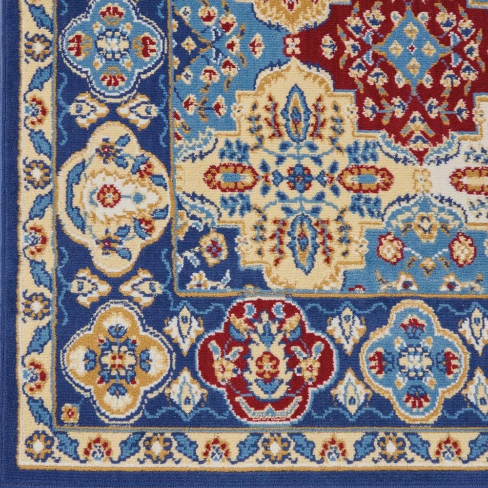 7' X 10' Red Damask Power Loom Area Rug