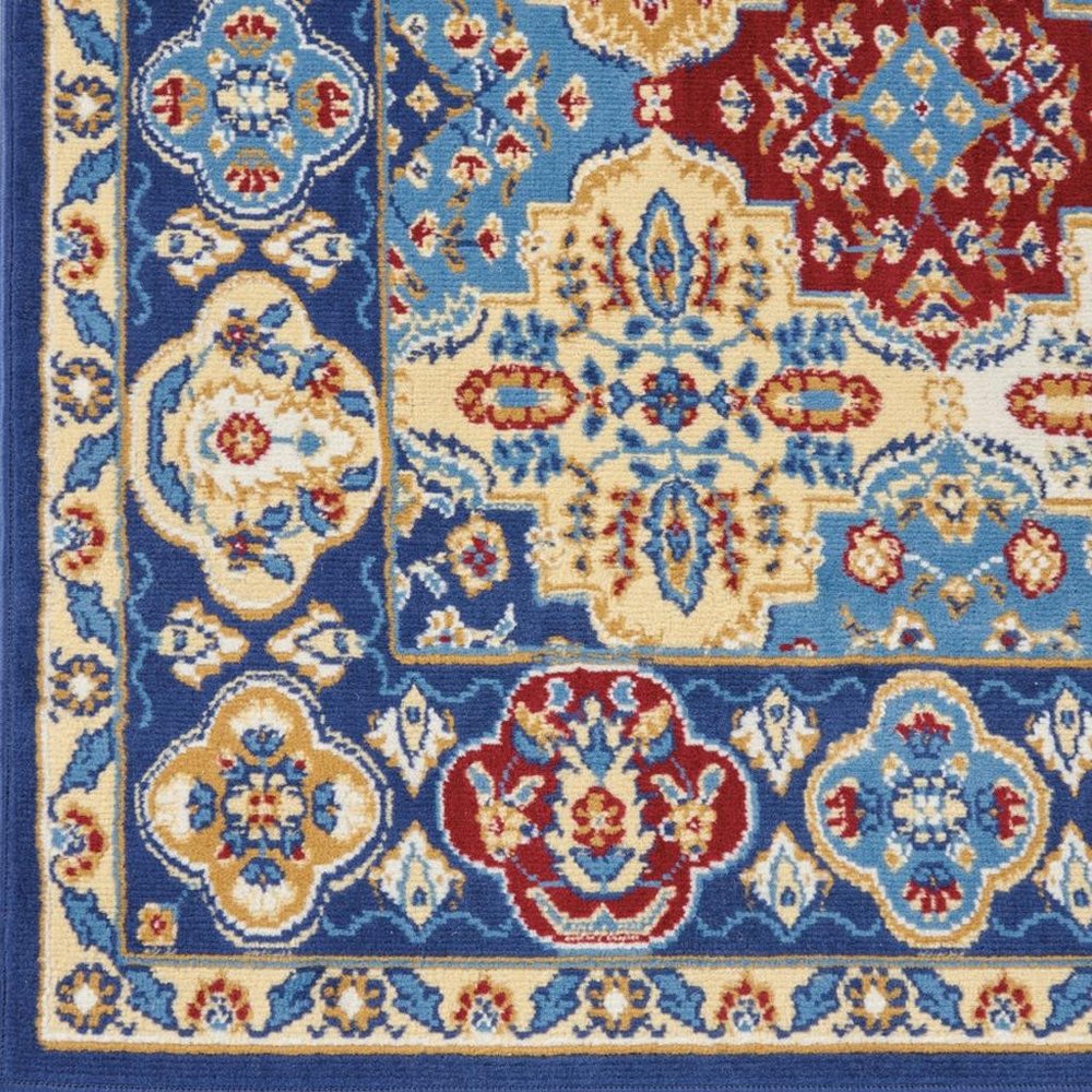 5' X 7' Red Damask Power Loom Area Rug