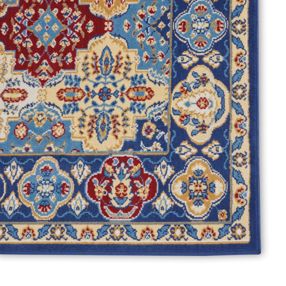 4' X 6' Blue Floral Power Loom Non Skid Area Rug