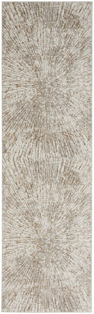 8' Gray And Ivory Abstract Runner Rug