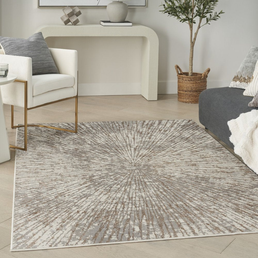 5' X 7' Gray And Ivory Abstract Area Rug