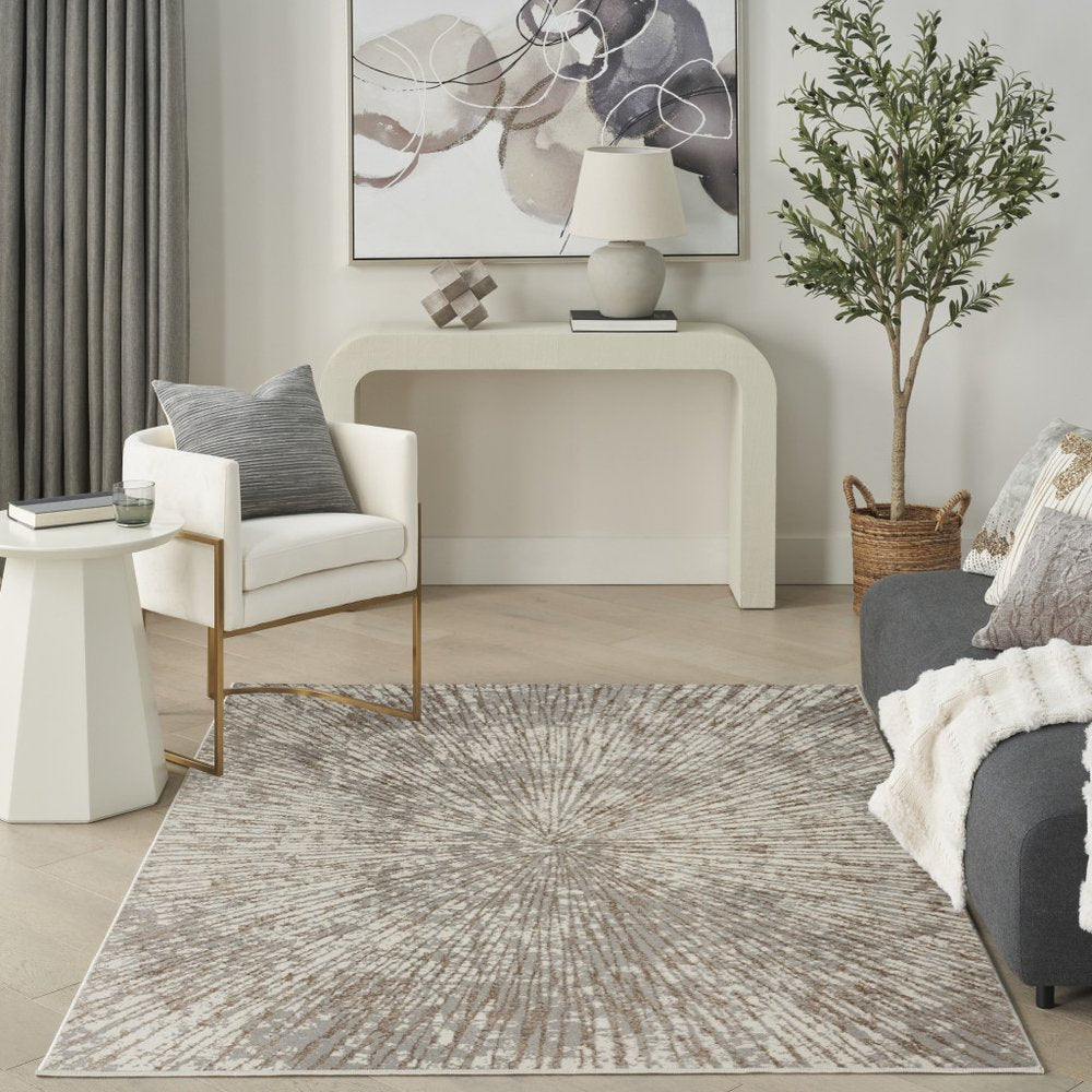5' X 7' Gray And Ivory Abstract Area Rug