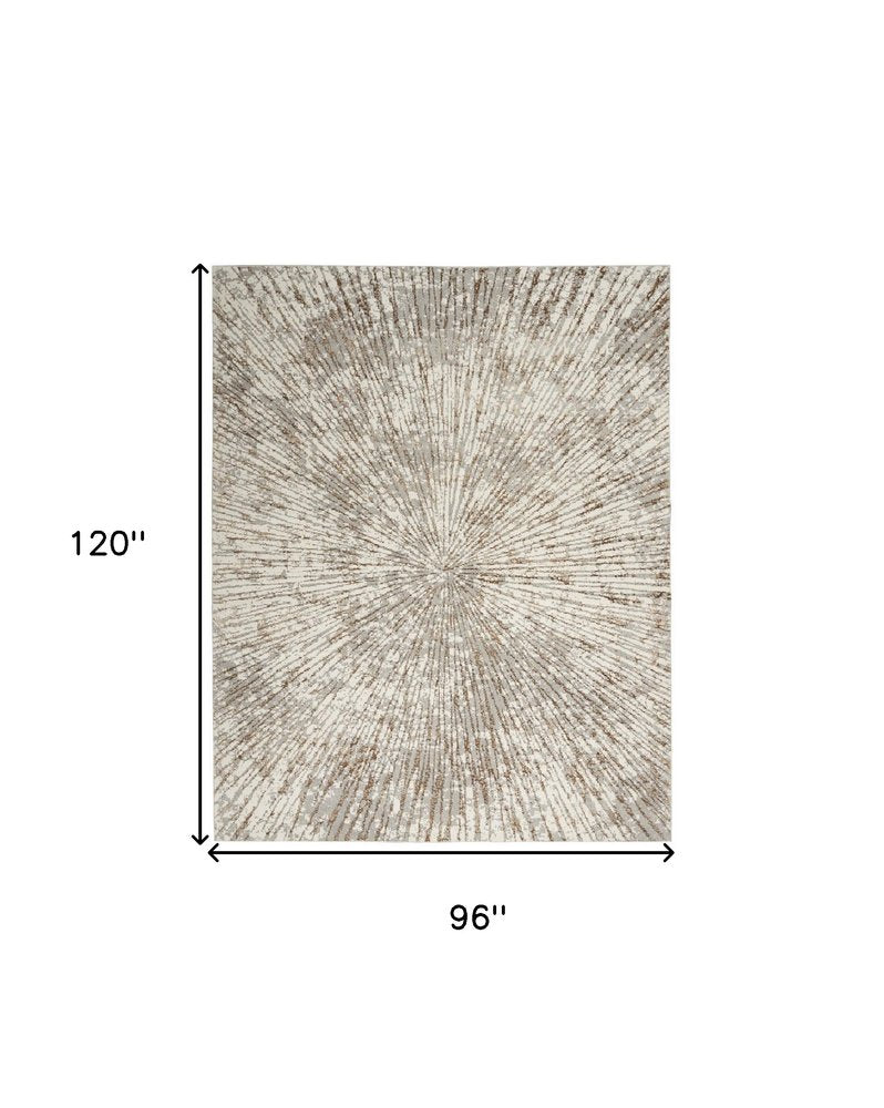 8' X 10' Gray And Ivory Abstract Area Rug