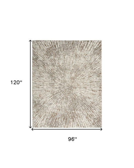 8' X 10' Gray And Ivory Abstract Area Rug