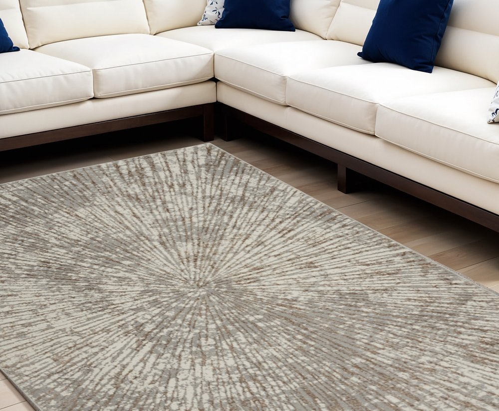 12' X 15' Gray And Brown Abstract Area Rug