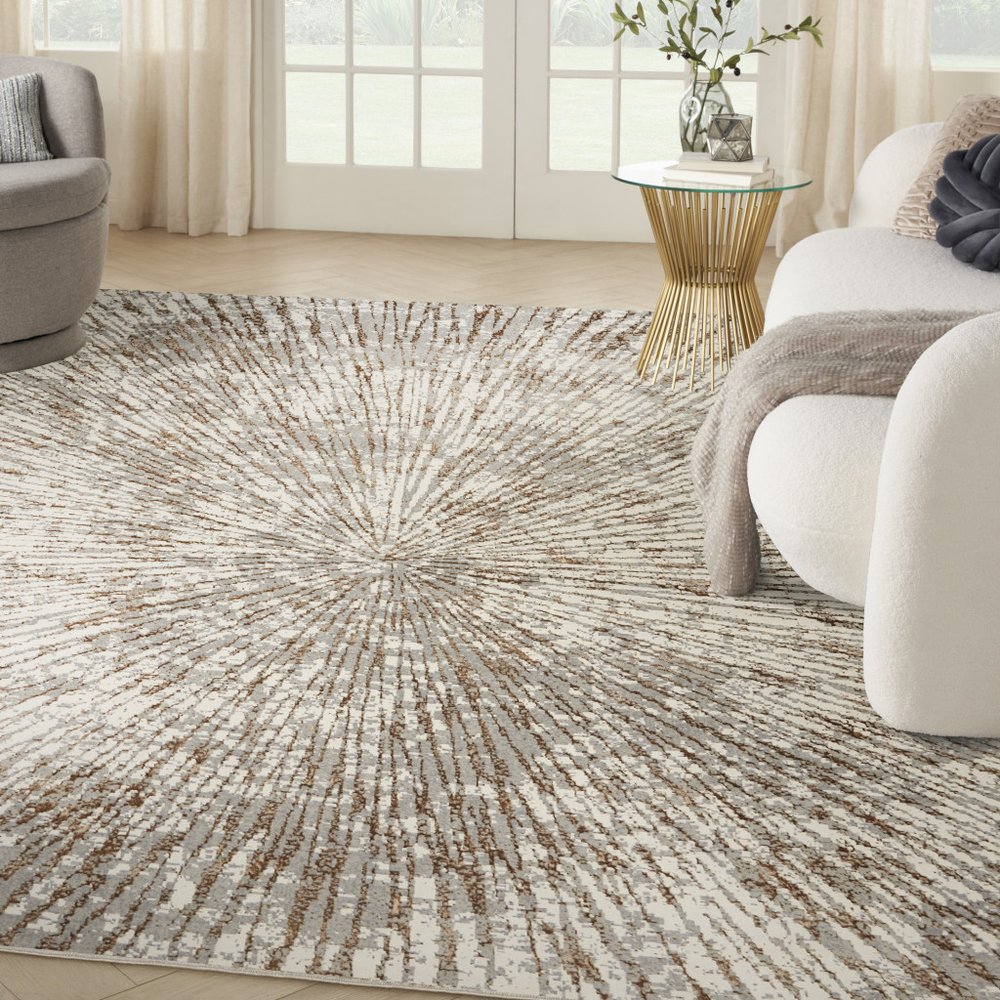 12' X 15' Gray And Brown Abstract Area Rug