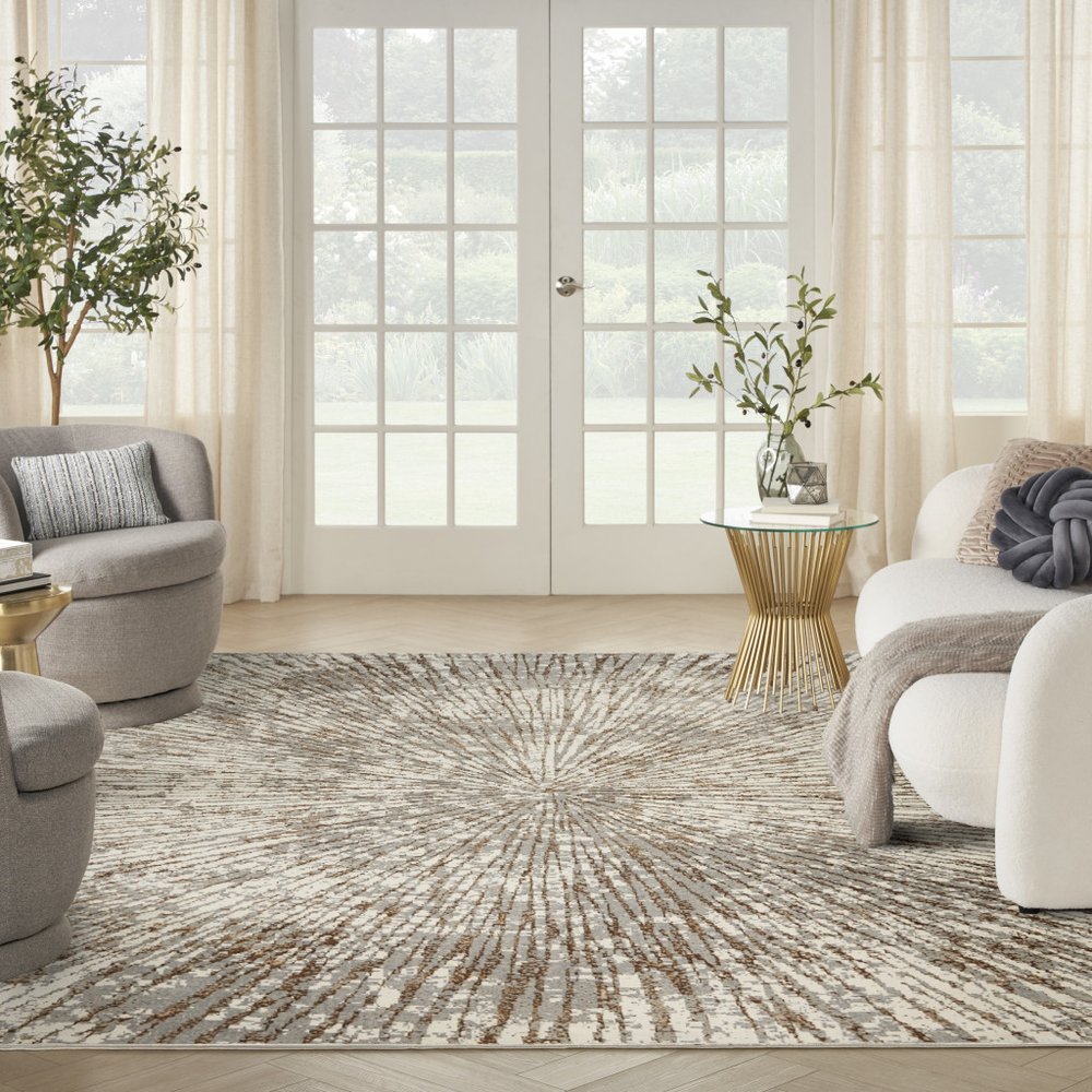 12' X 15' Gray And Brown Abstract Area Rug