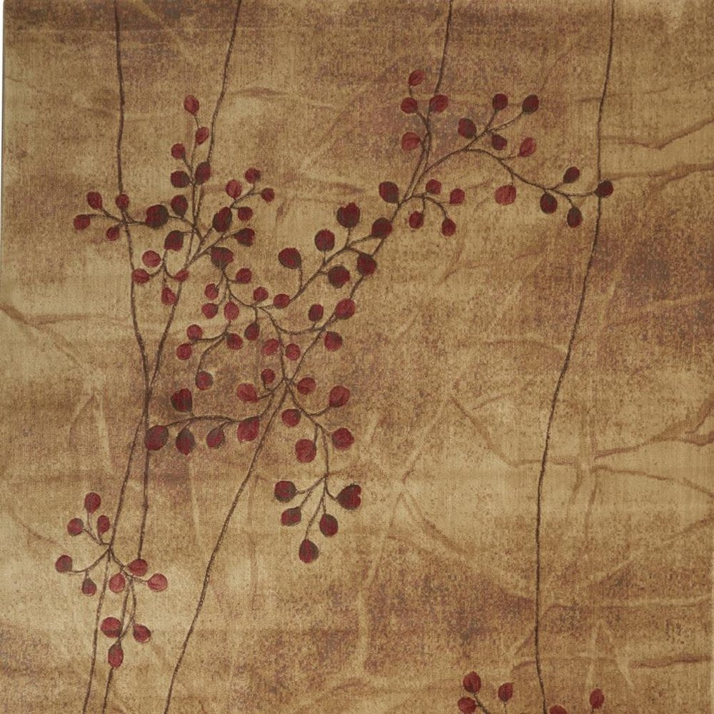 9' X 12' Brown Floral Power Loom Area Rug