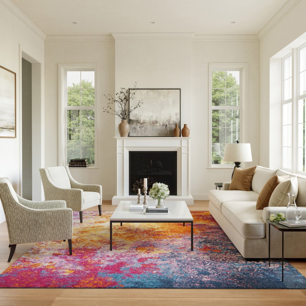 9' X 12' Blue Abstract Power Loom Area Rug