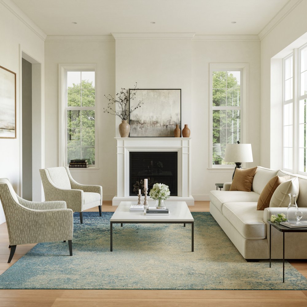 9' X 12' Blue Abstract Power Loom Area Rug