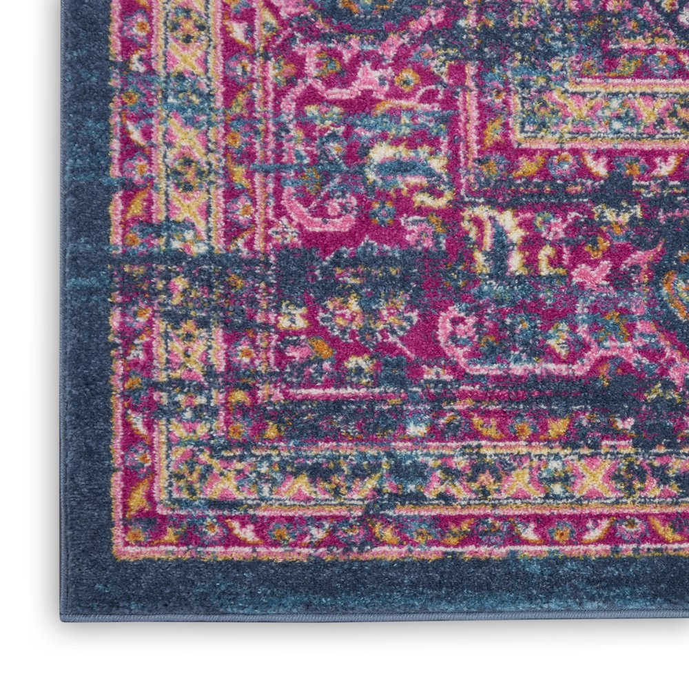 9' X 12' Blue Floral Power Loom Area Rug