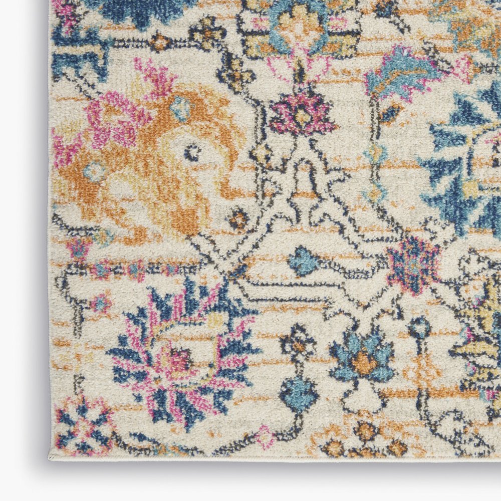 9' X 12' Cream Floral Power Loom Area Rug