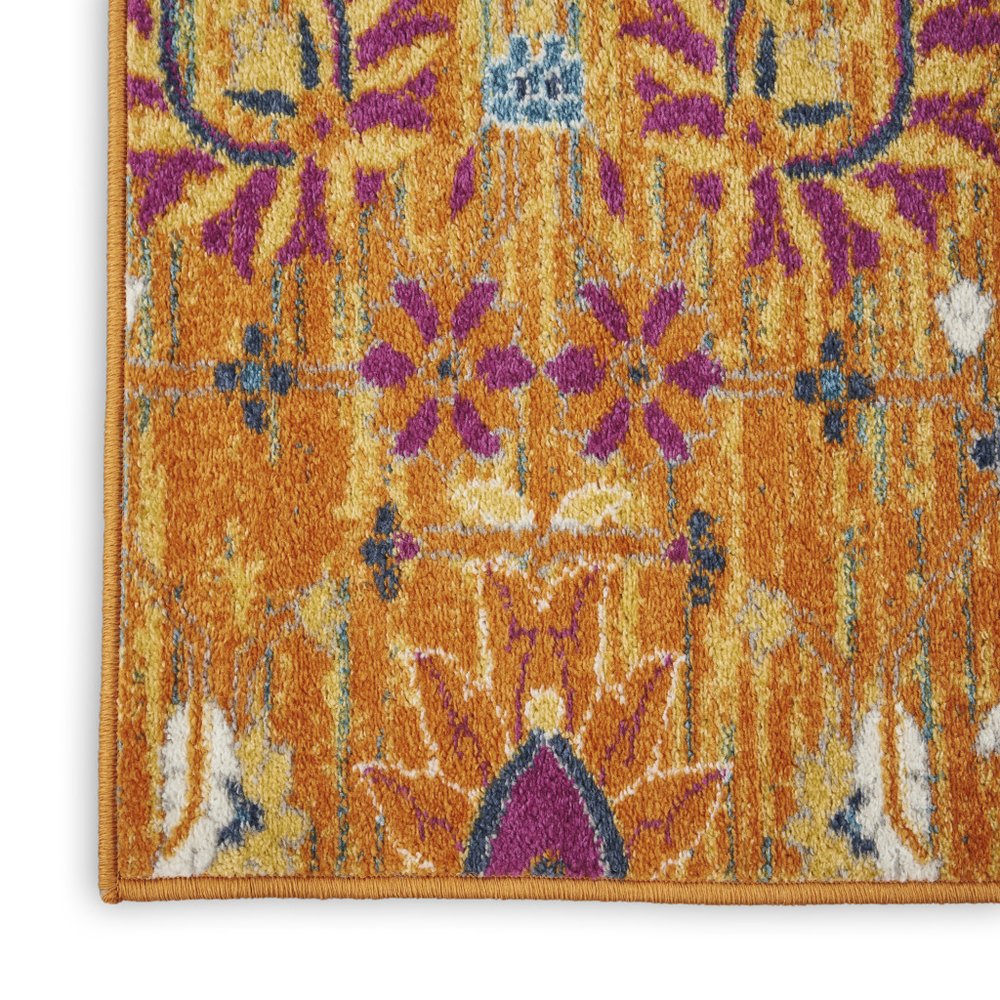 9' X 12' Gold Floral Power Loom Area Rug
