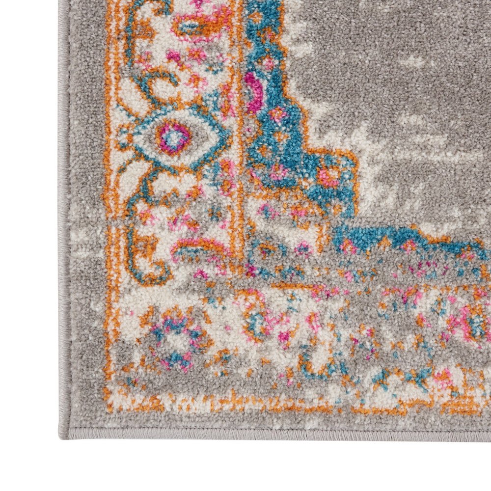 9' X 12' Gray Floral Power Loom Area Rug
