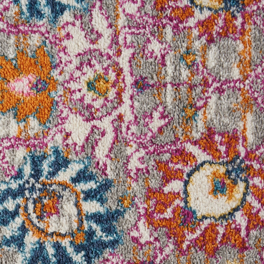 9' X 12' Gray Floral Power Loom Area Rug