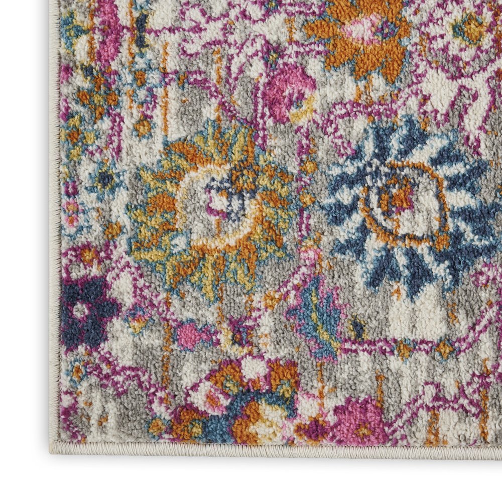 9' X 12' Gray Floral Power Loom Area Rug